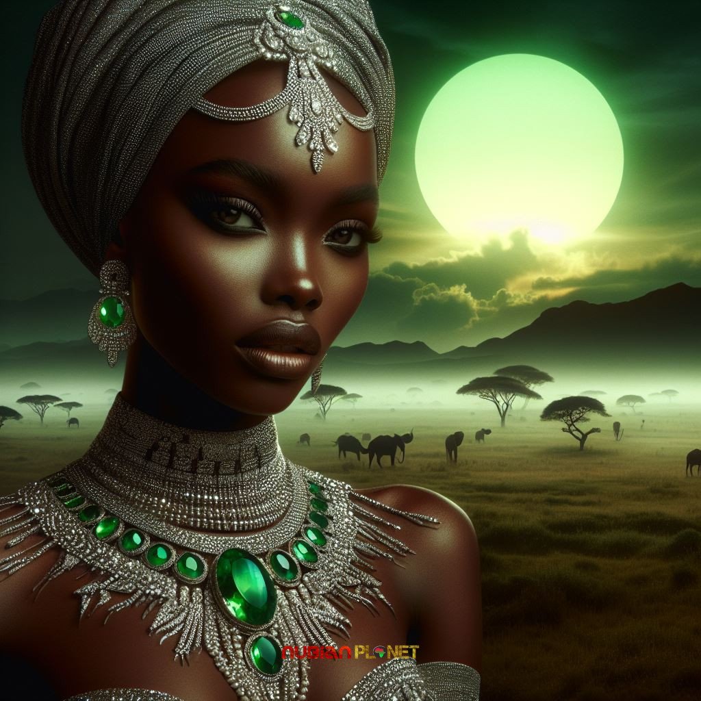 gorgeous nubian woman wearing diamond outfit fascinating eyes